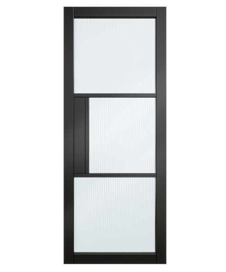  3P Black Reeded Glass Door