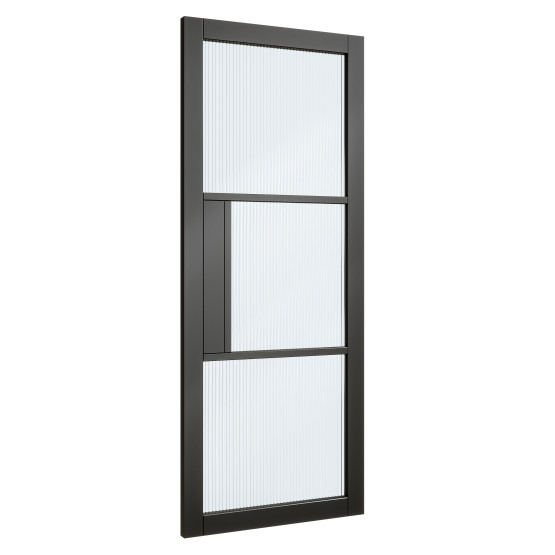  3P Black Reeded Glass Door