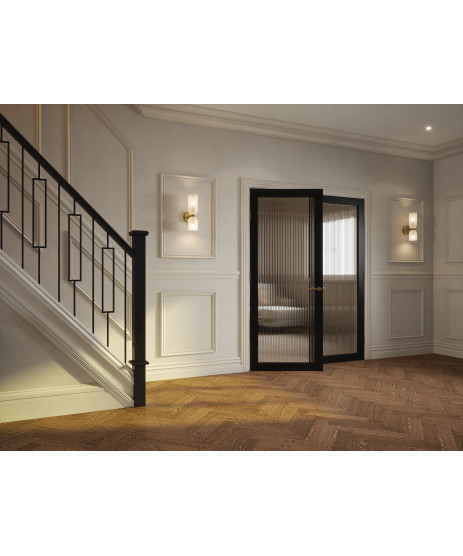  Paris Black Reeded Glass Door