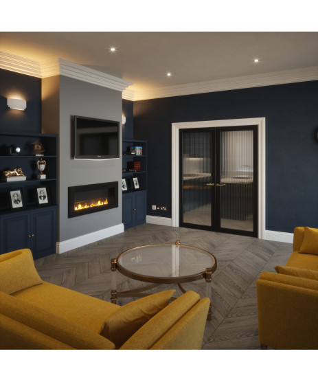  Paris Black Reeded Glass Door