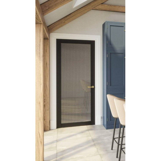  Paris Black Reeded Glass Door