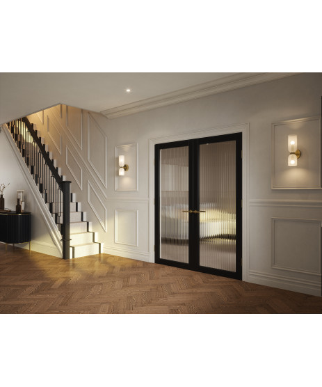  Paris Black Reeded Glass Door