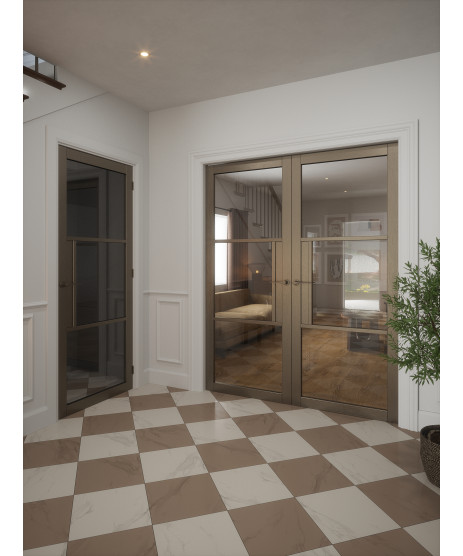  3P Bronze Clear Glass Door
