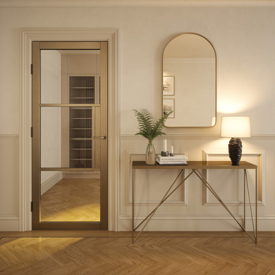  3P Bronze Clear Glass Door