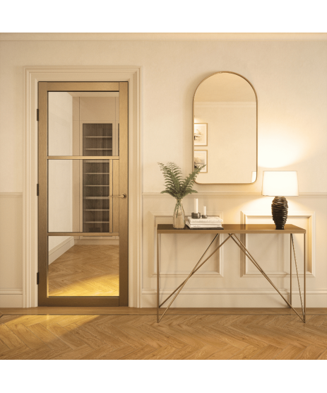  3P Bronze Clear Glass Door