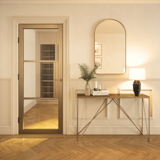  3P Bronze Clear Glass Door