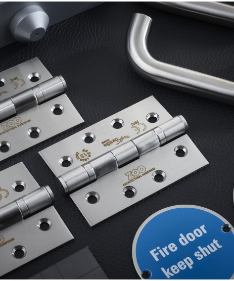 Ball Bearing Hinges Pair Satin Silver (ZOO)