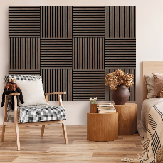 Fibrotech Walnut & Black Square Acoustic Panel