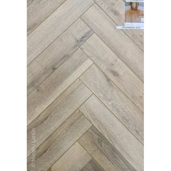 Herringbone Greige Oak Natural 12mm Laminate Flooring