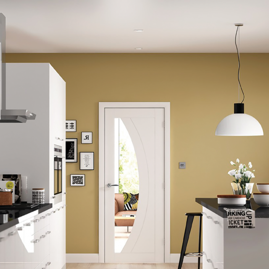  Lismore Clear Glass Grooved Curved Door