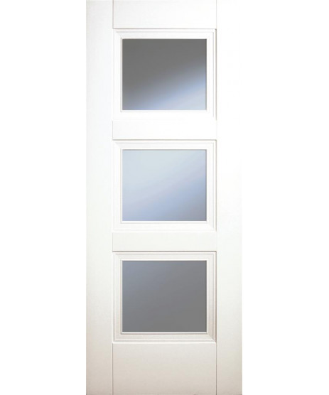 Franklin 3 Panel Primed Clear Glass Door