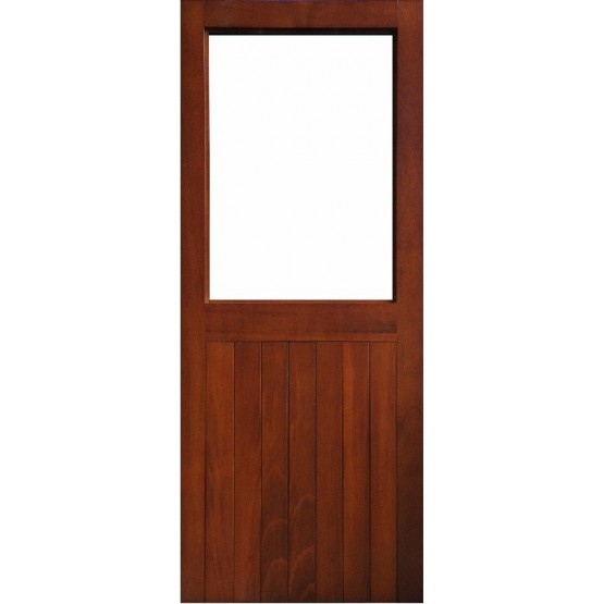 External Door Mahogany Timber Solid Sheeted Glazed Door 0015