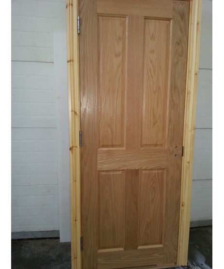  Pre Hung 4 Panel Oak Door with Primed white frame set