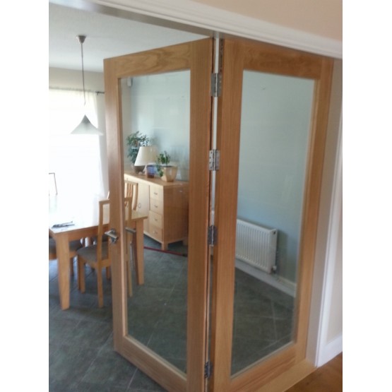 Oak Bi-Fold Door Glass Door set