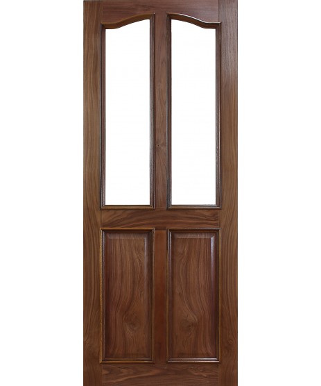 Deanta VR2G Walnut 4 Panel Door, unglazed